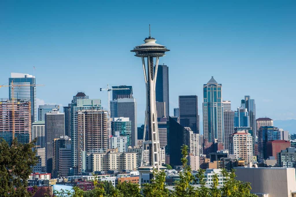 Sunny city skyscrapers