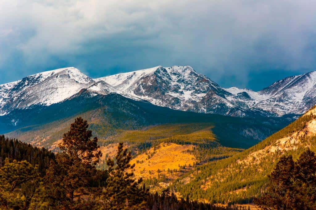 Sunset photo of snowy mountains