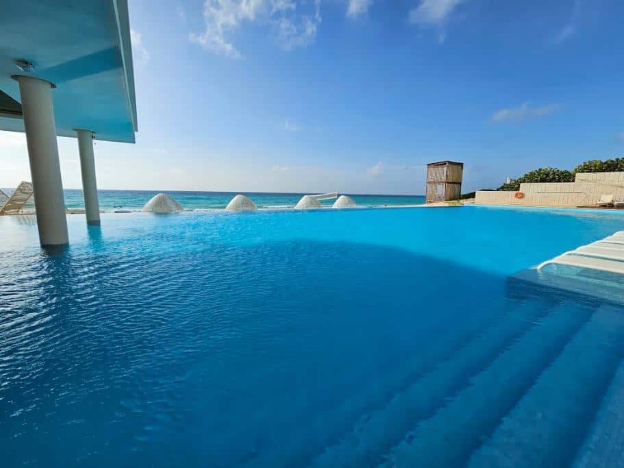Empty infinity pool on the beach
