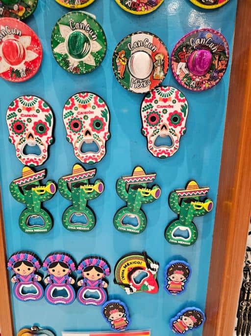 Blue display of colorful magnets
